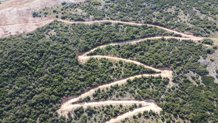 Civil works and terrain preparation on a mountain for construction of solar power plant