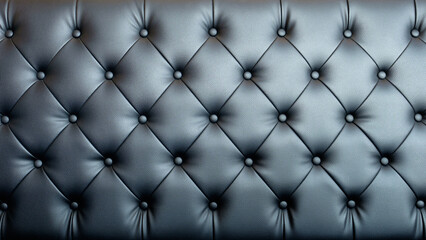 Black artificial leather sofa with rivets texture for background.