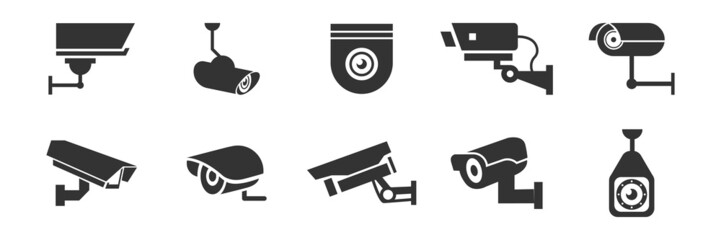 Video surveillance CCTV camera icon. Vector Illustration. - obrazy, fototapety, plakaty