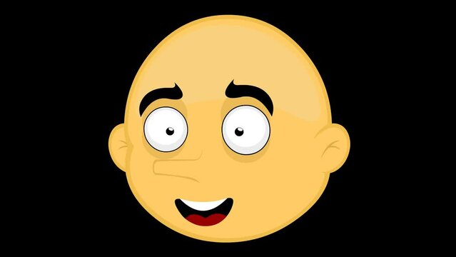 Loop animation of the face of a yellow cartoon character with his nose growing, in the concept of a liar. on a transparent background