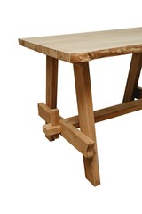 Wooden table on isolated white background