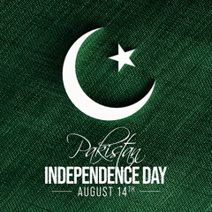 Pakistan Independence day is observed every year on August 14, It marks the anniversary of the partition of the subcontinent into two countries, India and Pakistan. 3D Rendering - obrazy, fototapety, plakaty