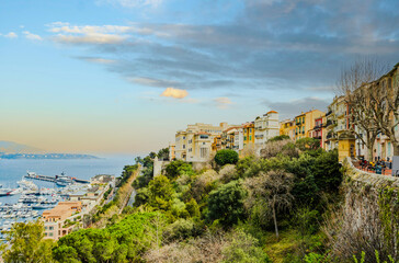 Fototapeta na wymiar Monaco colorful houses on cliff