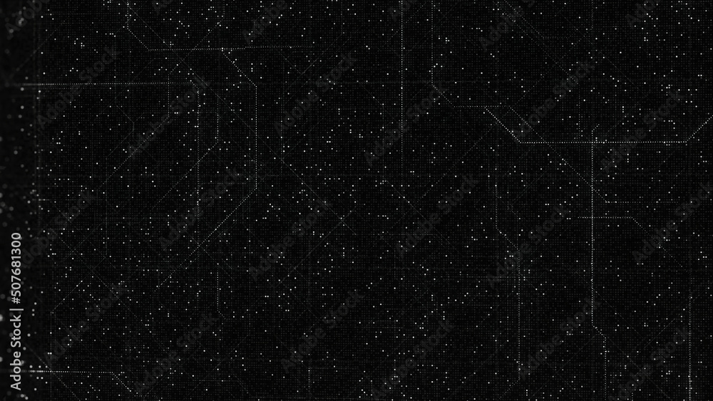 Poster scheme of lines on green background. animation. diagram with moving lines in cyberspace of matrix. d