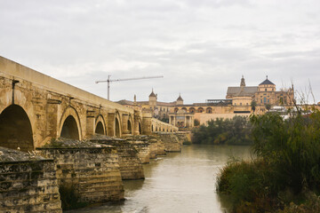 The Roman bridge in Cordoba over the Guadalquivir river.