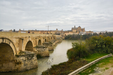 The Roman bridge in Cordoba over the Guadalquivir river.