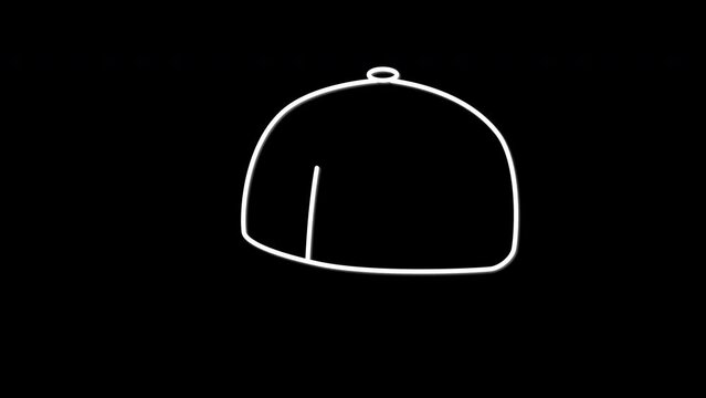 Cap, baseball cap outline self drawing animation. Line art, white background.