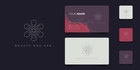 Simple luxury logo design with ID card in purple and pink background