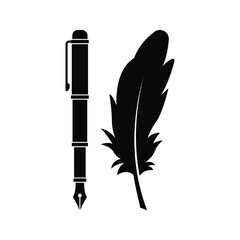 Feather pen vector icon. vector illustration