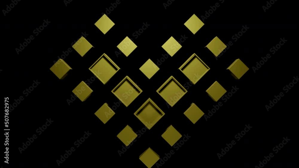 Poster heart of retro squares. design. retro game with moving squares creating heart. heart shape of moving