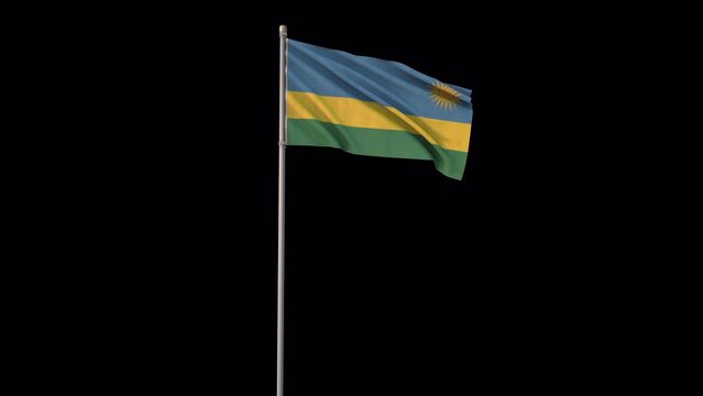 Rwanda flag, 4k video background is transparent