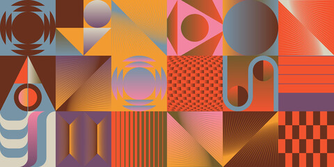 Bizarre Gradient Vector Seamless Pattern Graphics With Abstract Geometric Shapes And Geometry Forms - 507684531