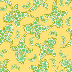 Traditional seamless paisley pattern. Vector Indian floral ornament.