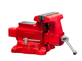 bench vise red  tool isolated on isolated white  background white