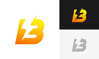 letter b bolt strom logo abstract design