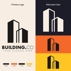 modern simple outline real estate building logo concept