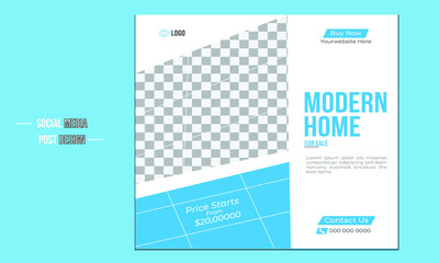Corporate modern real estate elegant house or social media post design template