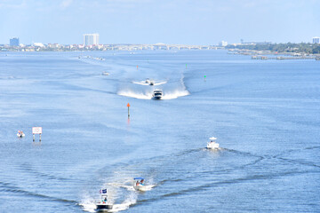 Daytona Beach Shores and the intracoastal waterway along the Halifax River in central Florida