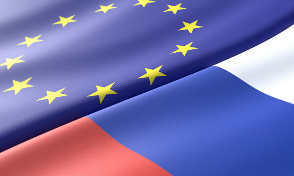 Flag of Russia and Europe as background