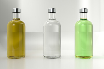 3D rendering - Three exclusive bottle of alcohol isolated on white background high quality details