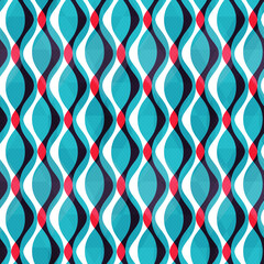 Blue curved mosaic seamless pattern
