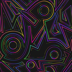 Neon tech geometric seamless pattern