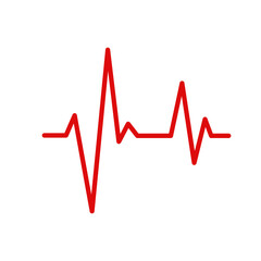 Fototapeta Czerwona linia pulsu. Ilustracja wektorowa na białym tle.  Bicie serca, EKG. Zdrowie i medycyna. obraz