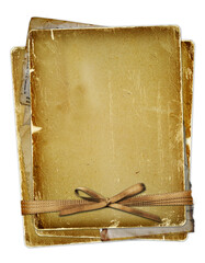 Old page with ribbons and bow on the isolated white background