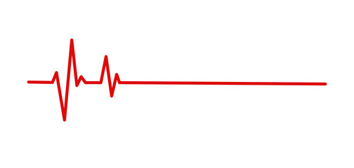 Czerwona linia pulsu. Ilustracja wektorowa na białym tle. Bicie serca, EKG. Zdrowie i medycyna. - obrazy, fototapety, plakaty