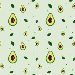 texture with avocado and leaves .vector graphics of fruit