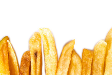 french fries background texture isolated on white background
