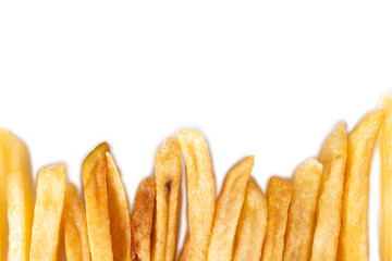 french fries background texture isolated on white background