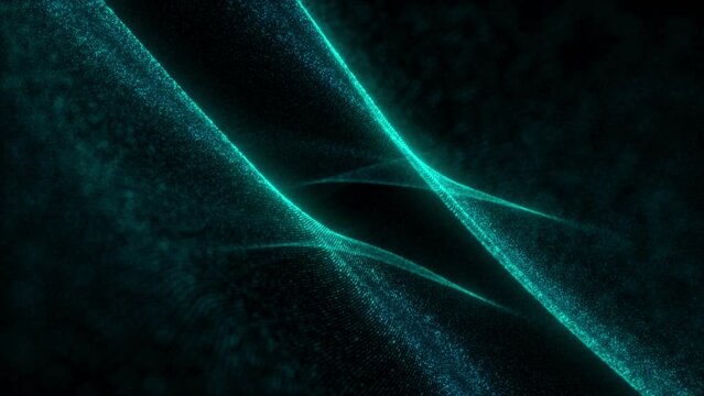 Futuristic wave with dots and lines. Abstract technology background. Big data concept. 3D rendering. 4k animation.