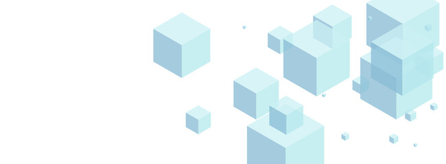 Fototapeta na wymiar White Cube Background White Vector. Polygon 3d Design. Sky Blue Cubic Data Illustration. Symbol Template. Blue Chaos Square.