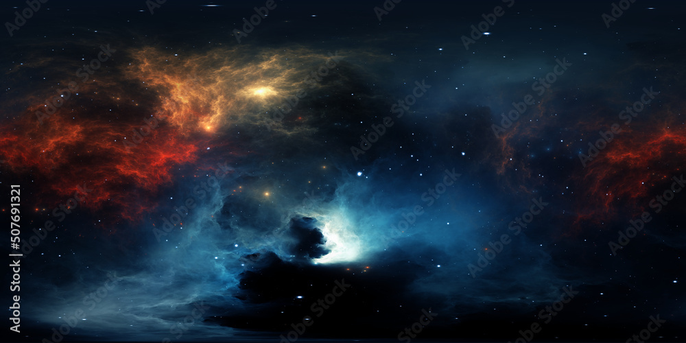 Canvas Prints 360 degree full sphere panoramic space background with starfield and nebula, equirectangular project