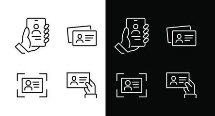 Simple Set of ID and Verification Related Vector Line Icons. Contains such Icons as Passport, Driving License, Legal documents and more. Editable Stroke. Pixel Perfect.