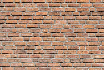 texture of old red brick wall background	
