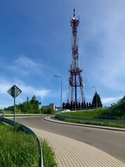 Television and radio tower on the Tatar mound in the city of Przemysl, Poland. Pagorb is also...