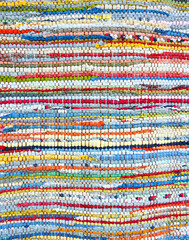 Traditional Greek colorful carpet "kourelou" top view close up