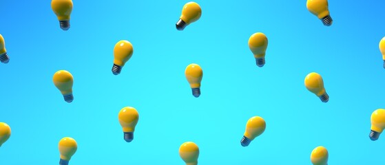 Idea light bulb pattern on a colored background - 3D render