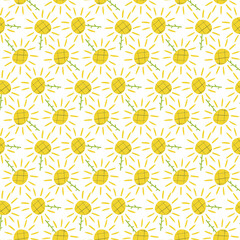 Sunflower seamless pattern. Bright vector pattern of sunflowers for fashion fabric or other printable covers.