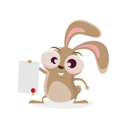 funny cartoon rabbit holding an empty contract