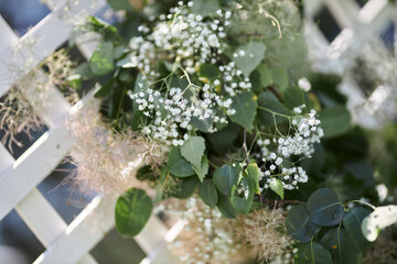 wreath of delicate variety of wildflowers close-up. traditional wreath of flowers for the feast of Ivan Kupala