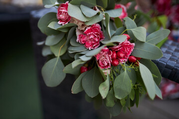Bouquet of magnificent roses. Festive bouquet. A magnificent bouquet of fresh roses and flowers in full bloom.