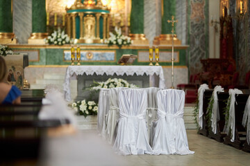 Church. Temple. Interior decoration in the temple. People in the temple