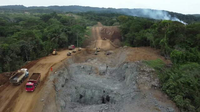 ilheus, bahia, brazil - may 23, 2022: deforestation area in the Atlantic Forest region for the construction of a highway in the city of Ilheus, in the south of Bahia.
