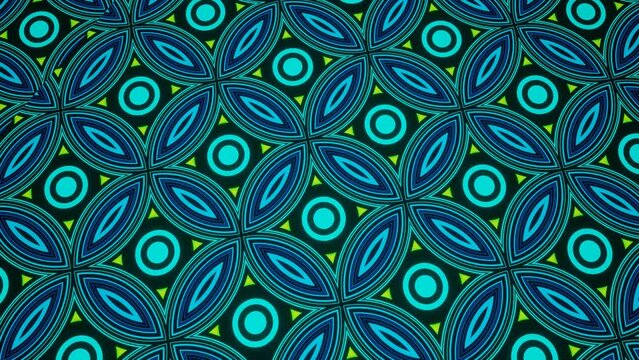 4k looped animation. Hi tech pattern on plane surface, neon glow, complex elements and structure. 3d objects form sci fi composition on surface 3d pattern. Information technology, futuristic hardware