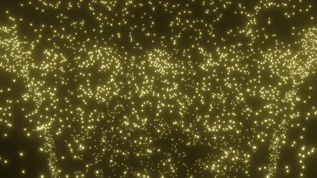 Shower of flying meteorites in the black sky will create a glowing inscription Space. Animation with a cosmic theme, intro for documents about space.