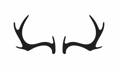 Deer antlers vector. Silhouette of the horns of a wild elk, roe deer on a white background.