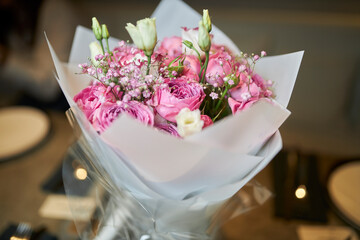 Bouquet of magnificent roses. Festive bouquet. A magnificent bouquet of fresh roses and flowers in full bloom. 